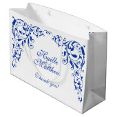 Stijlvolle Royal Blue Swirls Groot Cadeauzakje (Achterkant Gekanteld)