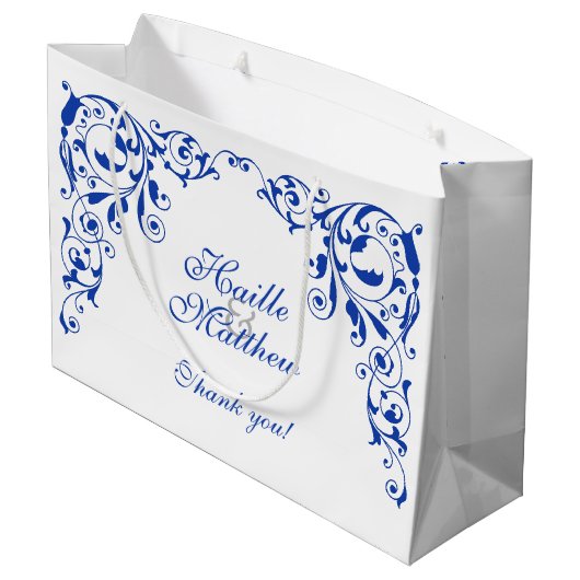 Stijlvolle Royal Blue Swirls Groot Cadeauzakje (Achterkant Gekanteld)