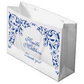 Stijlvolle Royal Blue Swirls Groot Cadeauzakje (Voorkant Gekanteld)