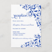 Stijlvolle Royal Blue Swirls Wedding Reception Informatiekaartje (Voorkant)
