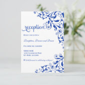 Stijlvolle Royal Blue Swirls Wedding Reception Informatiekaartje (Staand voorkant)