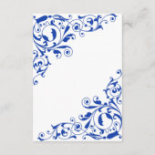 Stijlvolle Royal Blue Swirls Wedding Reception Informatiekaartje (Achterkant)