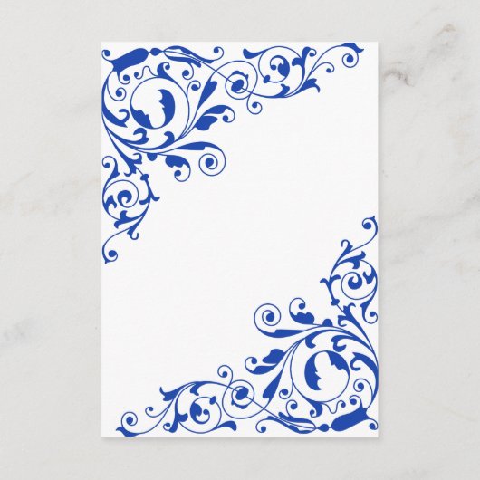 Stijlvolle Royal Blue Swirls Wedding Reception Informatiekaartje (Achterkant)