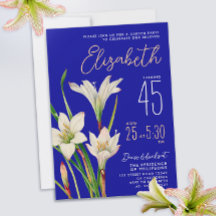 Stijlvolle Royal Blue White Lily Flower Woman Bday