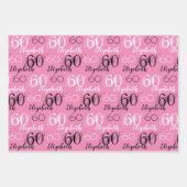 Stijlvolle Roze 60ste verjaardag Gepersonaliseerde Inpakpapier Vel (Voorkant 3)