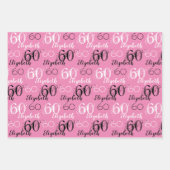 Stijlvolle Roze 60ste verjaardag Gepersonaliseerde Inpakpapier Vel (Voorkant 2)