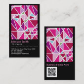 Stijlvolle roze Abstracte diamantpatroon QR-code Visitekaartje (Voorkant / Achterkant)