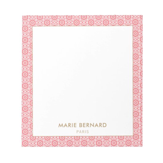 Stijlvolle roze Abstracte omlijningspatroon Notitieblok (Voorkant)