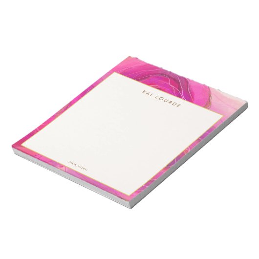 Stijlvolle Roze Abstracte Waterverf Notitieblok (Linkerzijde)