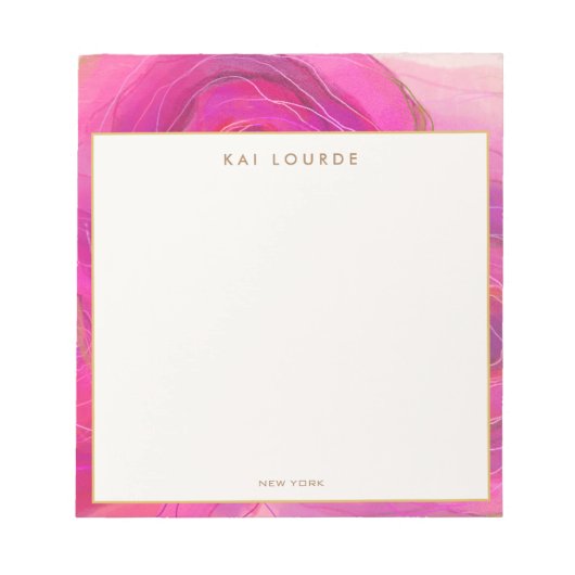 Stijlvolle Roze Abstracte Waterverf Notitieblok (Voorkant)