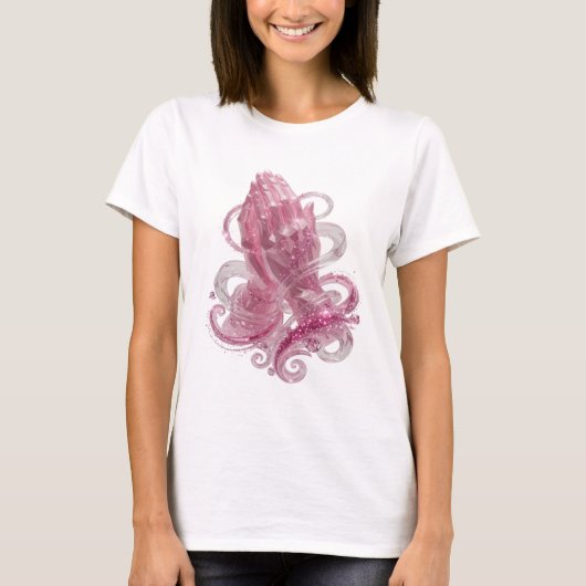 Stijlvolle Roze BIDDENDE HANDEN Statement T-shirt (Voorkant)