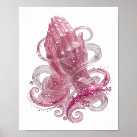 Stijlvolle Roze BIDVORMIGE HANDEN Poster (Voorkant)