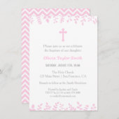 Stijlvolle roze bladeren Cross-Baptism-uitvindinge Kaart (Voorkant / Achterkant)