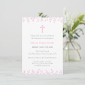 Stijlvolle roze bladeren Cross-Baptism-uitvindinge Kaart (Staand voorkant)