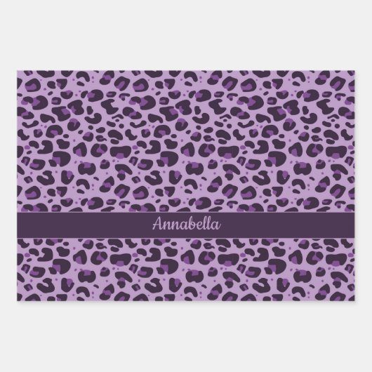 Stijlvolle roze blauw paarse luipaard print met na inpakpapier vel (Voorkant 3)