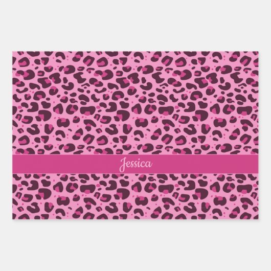 Stijlvolle roze blauw paarse luipaard print met na inpakpapier vel (Voorkant 2)