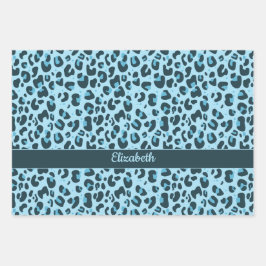 Stijlvolle roze blauw paarse luipaard print met na inpakpapier vel