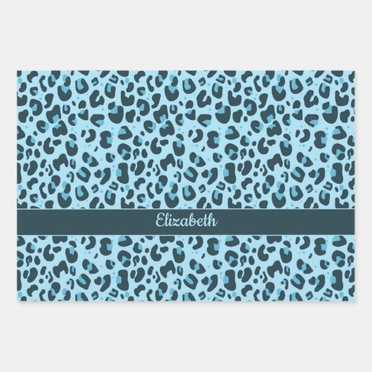 Stijlvolle roze blauw paarse luipaard print met na inpakpapier vel (Voorkant)