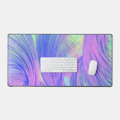 Stijlvolle roze blauwe Abstracte veren Bureaumat (Keyboard & Muis)