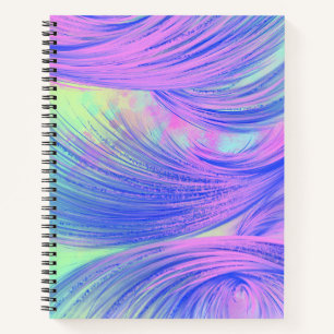 Stijlvolle roze blauwe Abstracte veren Notitieboek