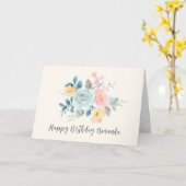 Stijlvolle roze & blauwe bloemenboeket - Verjaarda Kaart (Gele Bloem)