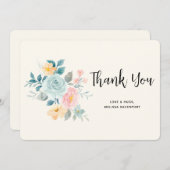 Stijlvolle roze & blauwe ventilator Bouquet - Dank Bedankkaart (Voorkant / Achterkant)