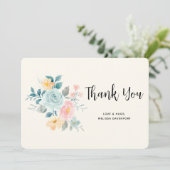 Stijlvolle roze & blauwe ventilator Bouquet - Dank Bedankkaart (Staand voorkant)