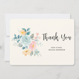 Stijlvolle roze & blauwe ventilator Bouquet - Dank Bedankkaart