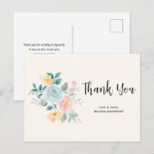 Stijlvolle roze & blauwe ventilator Bouquet - Dank Briefkaart (Voorkant / Achterkant)