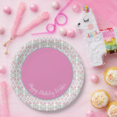 Stijlvolle roze Blauwgroen Borden en witboek Papieren Bordje (Feest)