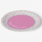 Stijlvolle roze Blauwgroen Borden en witboek Papieren Bordje (Gekanteld)