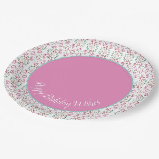 Stijlvolle roze Blauwgroen Borden en witboek Papieren Bordje (Gekanteld)