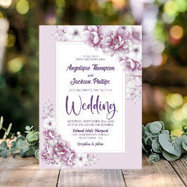 Stijlvolle roze bloemen bruiloft kaart