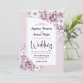 Stijlvolle roze bloemen bruiloft kaart (Staand voorkant)