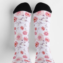 Stijlvolle Roze Bloemen Chic Patroon Kleurrijk Sokken