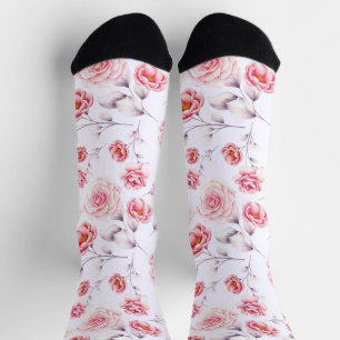 Stijlvolle Roze Bloemen Chic Patroon Kleurrijk Sokken