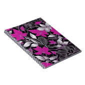 Stijlvolle roze bloemen en zilveren bladeren notitieboek (Rechterzijde)