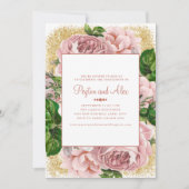 Stijlvolle roze bloemen Gold Glitter Engagement Pa Kaart (Voorkant)