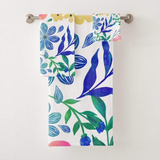 Stijlvolle, roze bloemen handschildervormig bad handdoek (Insitu)