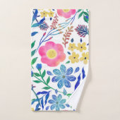 Stijlvolle, roze bloemen handschildervormig bad handdoek (Handdoek)
