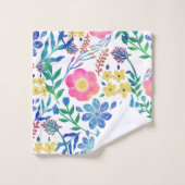 Stijlvolle, roze bloemen handschildervormig bad handdoek (Wasdoekje)