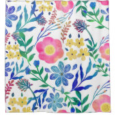 Stijlvolle, roze bloemen handschildervormig douchegordijn (Voorkant)