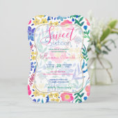 Stijlvolle, roze bloemen handschildervormig kaart (Staand voorkant)