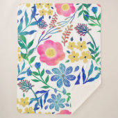 Stijlvolle, roze bloemen handschildervormig sherpa deken (Voorkant)