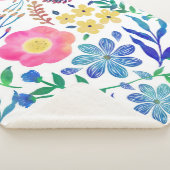 Stijlvolle, roze bloemen handschildervormig sherpa deken (3/4)