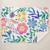 Stijlvolle, roze bloemen handschildervormig sherpa deken (Voorkant (horizontaal))