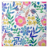 Stijlvolle, roze bloemen handschildervormig tegeltje (Voorkant)