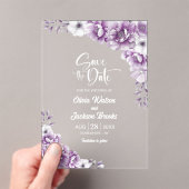 Stijlvolle Roze Bloemen Huwelijk Save the Date Acryl Uitnodigingen (Insitu (Draagbaar))