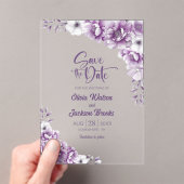 Stijlvolle Roze Bloemen Huwelijk Save the Date Acryl Uitnodigingen (Insitu (Draagbaar))