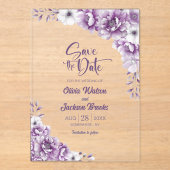 Stijlvolle Roze Bloemen Huwelijk Save the Date Acryl Uitnodigingen (Voorkant)